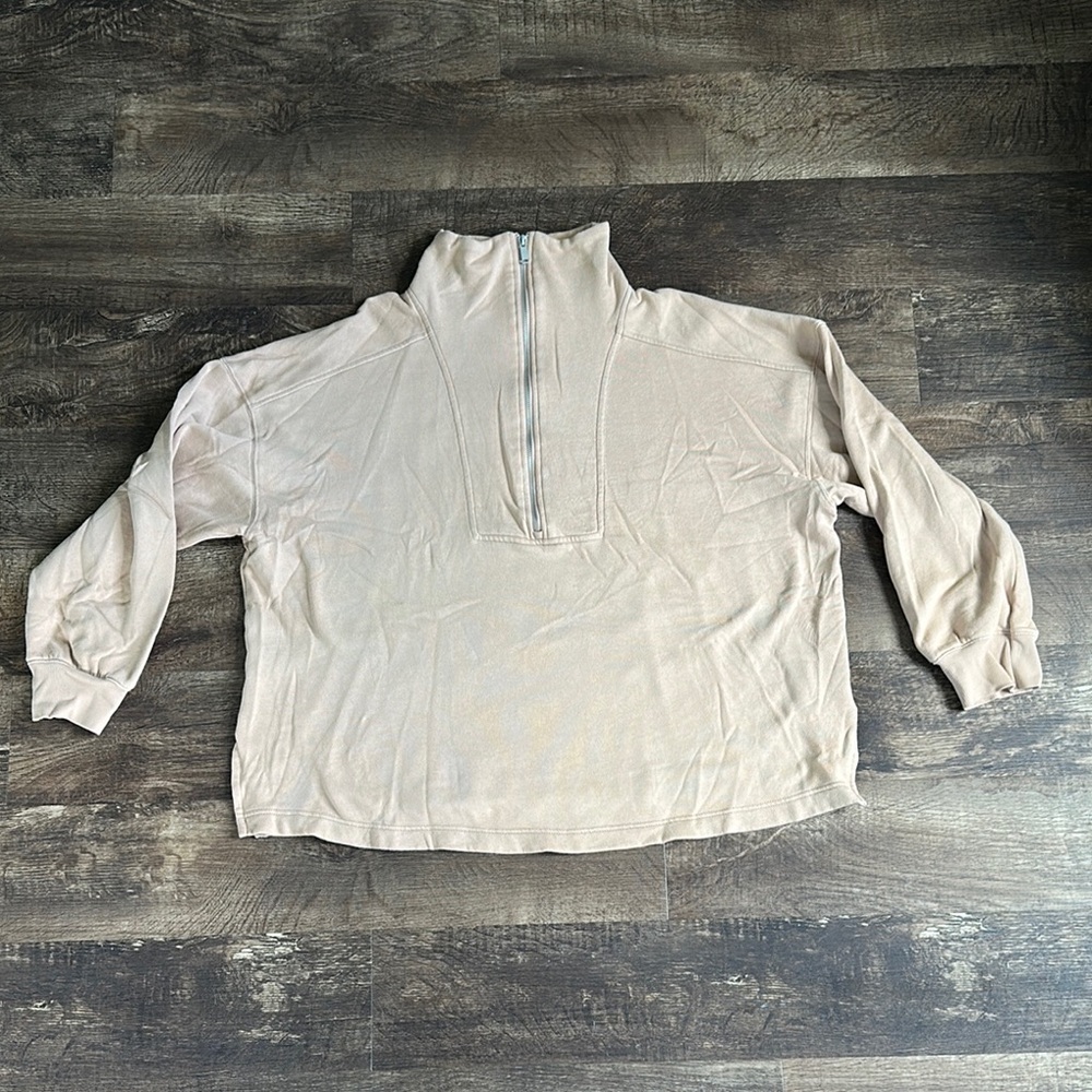 Old Navy White Cuffed Sleeve Boxy Sweatshirt